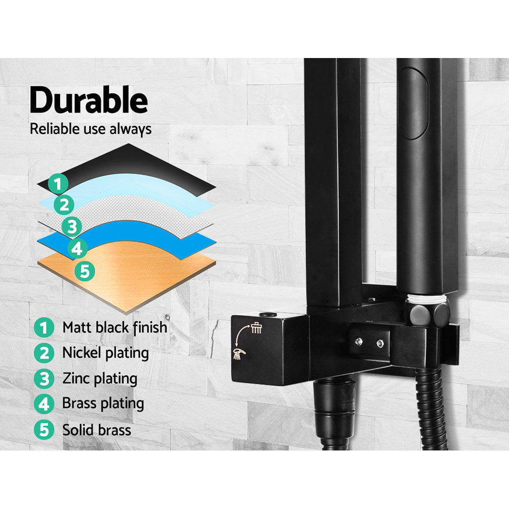 NNEDSZ 8 Rain Shower Head Set Square Handheld High Pressure Wall Black-4